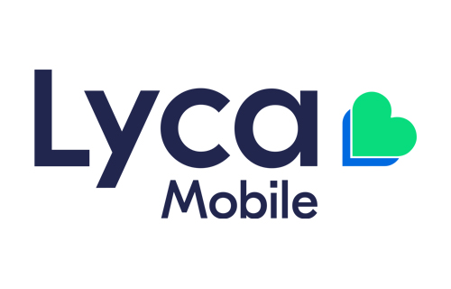 Lyca Mobile logo with blue wordmark and green heart symbol